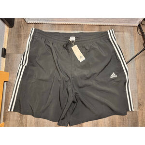 Men's Adidas Athletic Shorts 4XLT Black with White Stripes